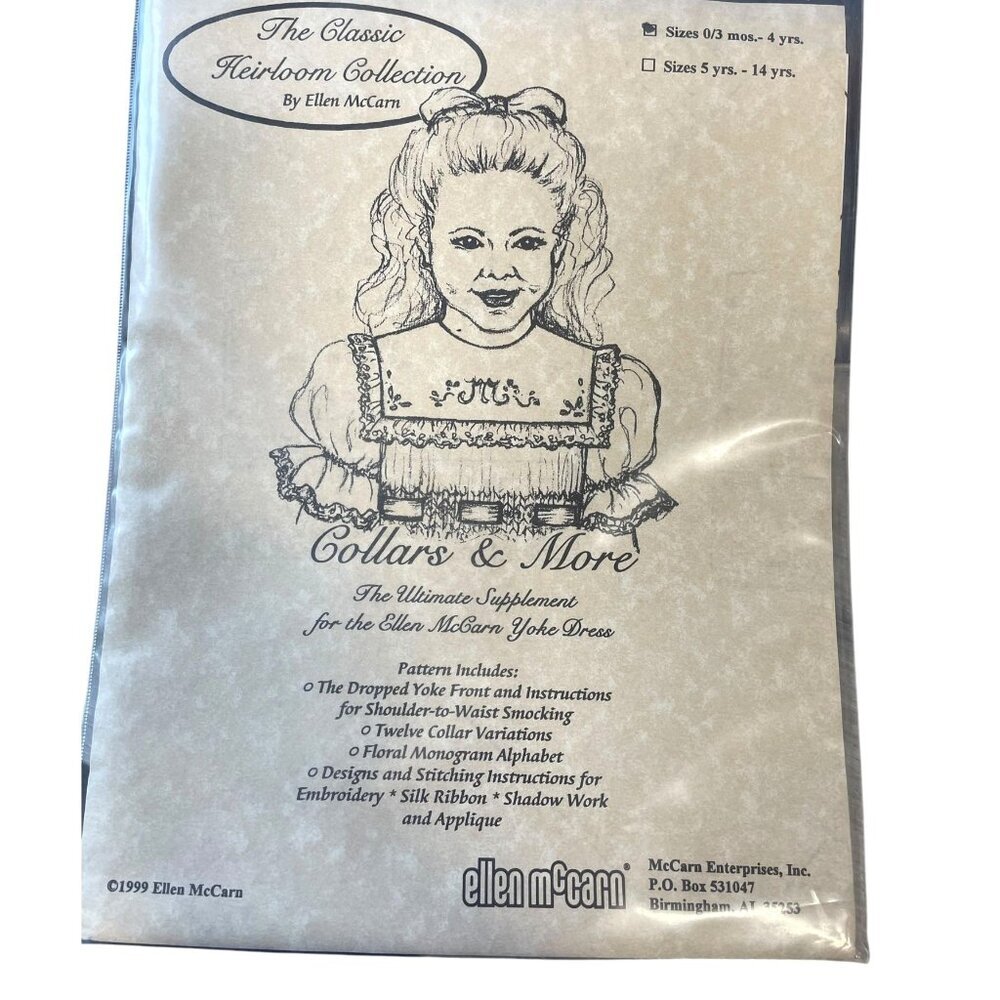 The Classic Heirloom Collection By Ellen McCarn Pattern Collars 0/3 m - 4 yrs